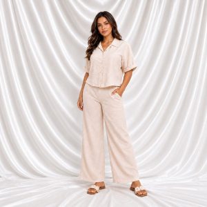 Conjunto beige plus size