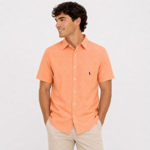 Camisa para caballero color melón de manga corta