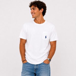 Playera básica verde de algodón con bolsillos