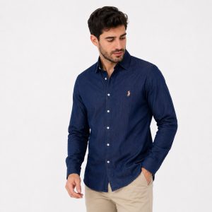 Camisa de mezclilla azul oscuro