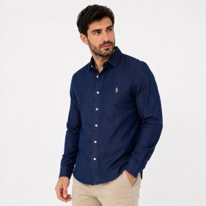 Camisa de mezclilla azul oscuro